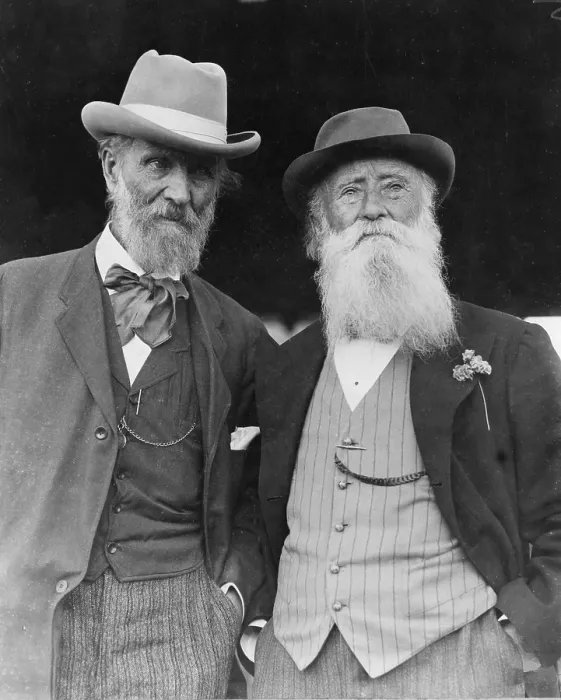Framed Print : John Burroughs (1837-1921) on his 75th birthday, and fellow naturalist, John Muir (1837-1914) in 1912 photo Framed Print : John Burroughs (1837-1921) on his 75th birthday, and fellow naturalist, John Muir (1837-1914) in 1912 photo