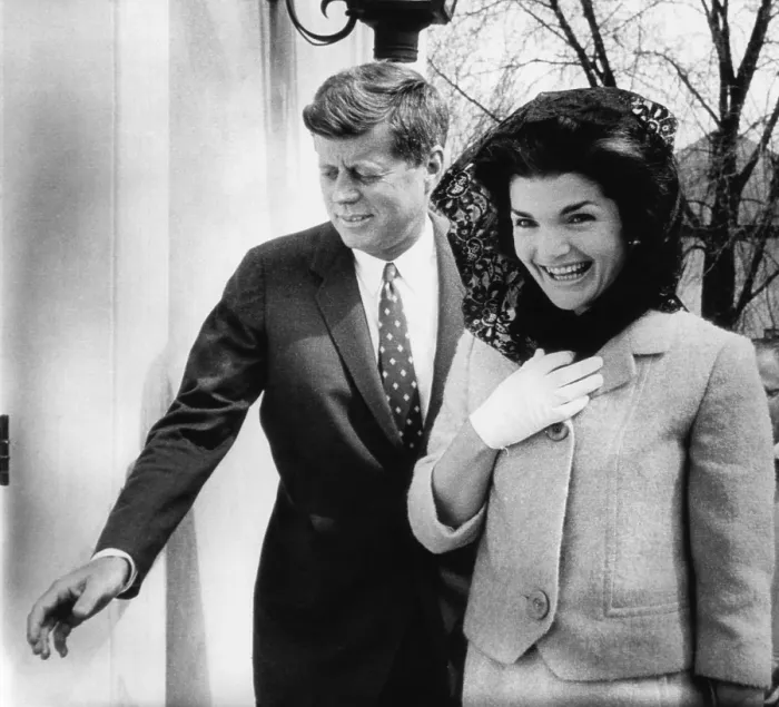 Framed Print : John F. Kennedy, Jacqueline Kennedy, arriving at Middleburg Community Center for Mass, Middleburg, Virginia, April 1, 1962. Courtesy: CSU Archives / Everett Collection