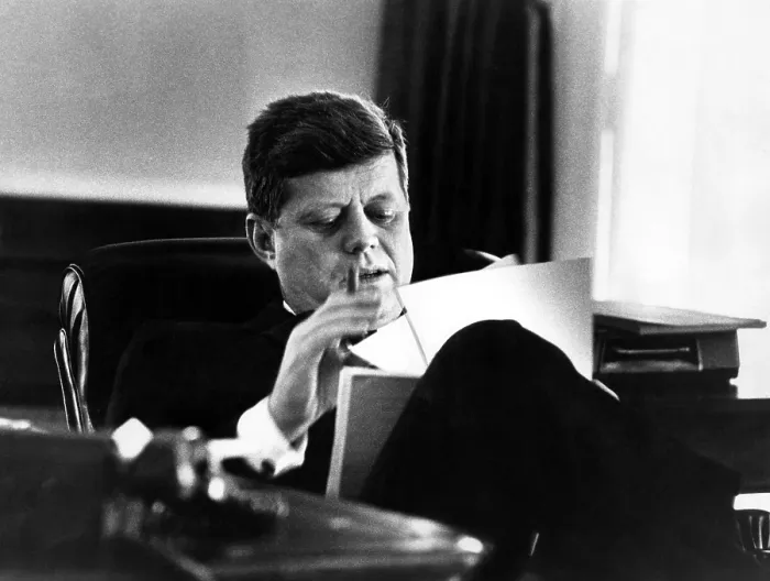 Framed Print : John F. Kennedy, in his office in the White House, Washington D.C. circa. 1963. Courtesy: CSU Archives / Everett Collection
