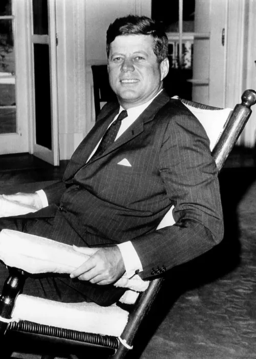 Framed Print : John F. Kennedy, relaxes in his rocking chair on the eve of his 45th birthday anniversary, May 28, 1962. Courtesy: CSU Archives / Everett Collection
