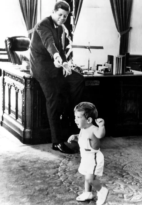 Framed Print : John F. Kennedy and son John F. Kennedy Jr. in Oval Office, 5 / 25 / 62. Courtesy: CSU Archives  /  Everett Collection