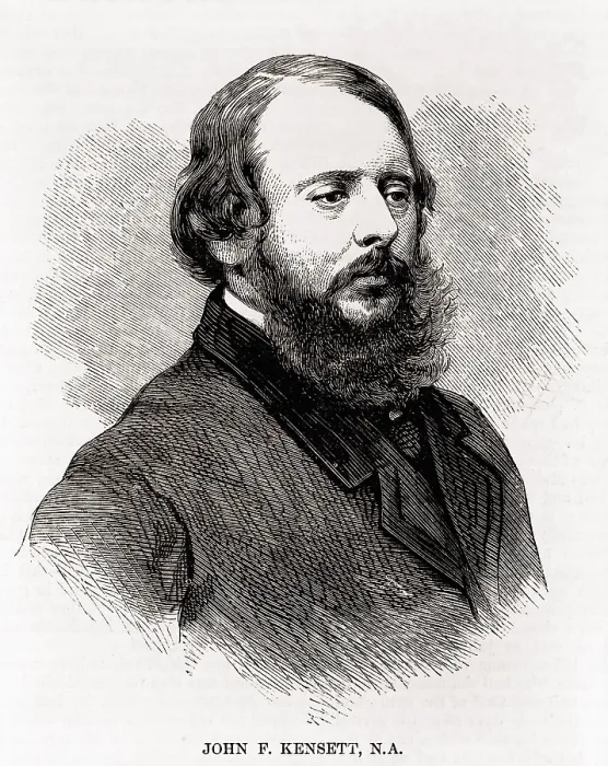 Framed Print : John F. Kensett (1816-1872), American landscape painter of the second generation of the Hudson River School. Wood engraving from Harper's Weekly, 1873