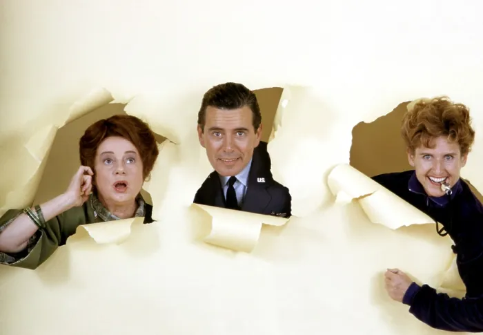 Framed Print : THE JOHN FORSYTHE SHOW, from left, Elsa Lanchester, John Forsythe, Ann B. Davis, 1965-66 Framed Print : THE JOHN FORSYTHE SHOW, from left, Elsa Lanchester, John Forsythe, Ann B. Davis, 1965-66