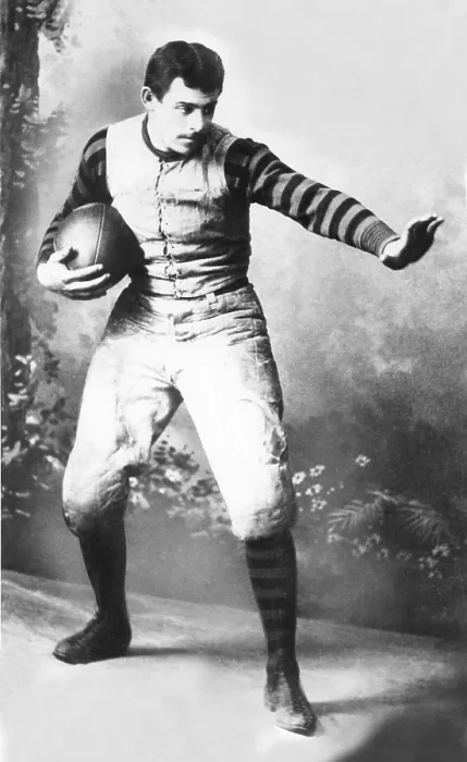 Framed Print : John Heisman in his University of Pennsylvania football uniform, ca. 1891. He played football at Brown Univ. 1887-89, and at the Univ. of Pennsylvania 1890-91 Framed Print : John Heisman in his University of Pennsylvania football uniform, ca. 1891. He played football at Brown Univ. 1887-89, and at the Univ. of Pennsylvania 1890-91