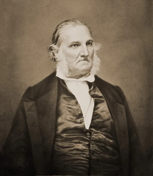Framed Print : John James Audubon (1785-1851), American naturalist and artist whose classic, THE BIRDS OF AMERICA, was published in four volumes from 1827-38. Ca. 1850