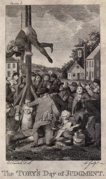 Framed Print : John Malcolm, a Boston Loyalist and customs agent is tormented by a mob of patriots on Jan. 25, 1774. He was tarred and feathered, then threatened with hanging