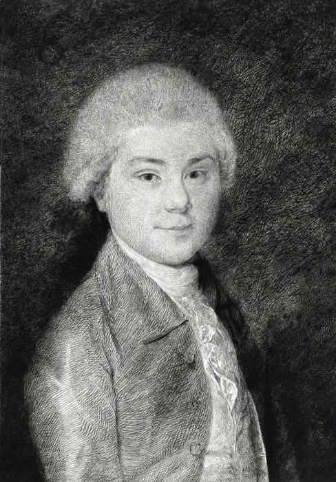 Framed Print : John Quincy Adams at 16 years old, in 1783. The engraving is based on a pastel portrait by Izaak Schmidt. J.Q. Adams spent the years between 1778 and 1784 in Europe