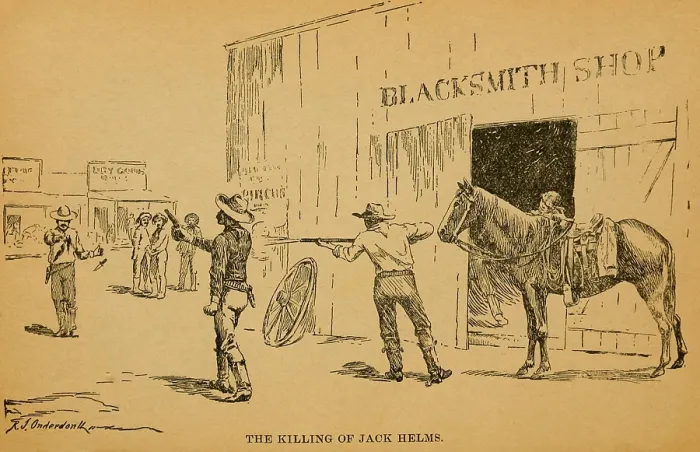 Framed Print : John Wesley Hardin killing Dewitt County Sheriff, Jack Helms, on August 1, 1873