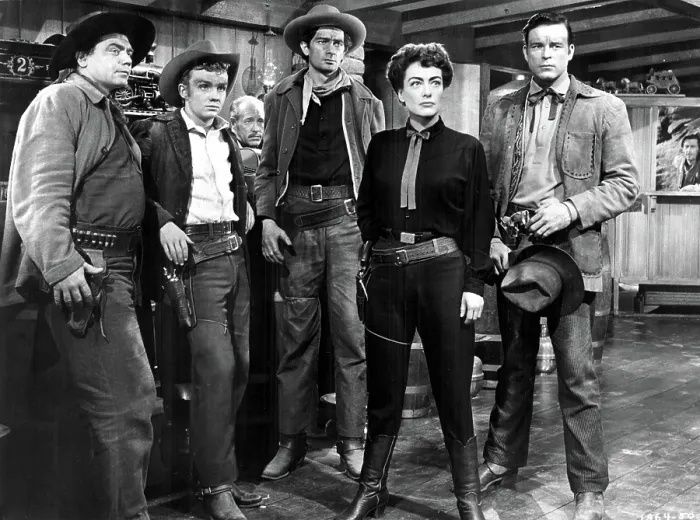 Framed Print : JOHNNY GUITAR, Ernest Borgnine, Ben Cooper, Frank Marlowe, Royal Dano, Joan Crawford, Scott Brady, John Carradine, 1954 Framed Print : JOHNNY GUITAR, Ernest Borgnine, Ben Cooper, Frank Marlowe, Royal Dano, Joan Crawford, Scott Brady, John Carradine, 1954