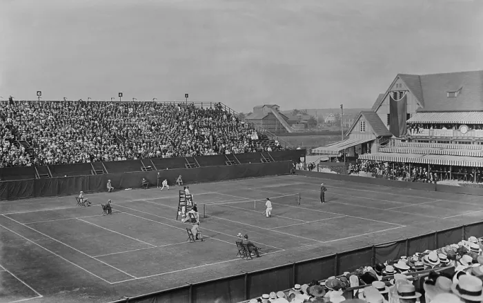Framed Print : Bill Johnston and Norris Williams play at the U.S. National Championship, Forest Hills, NYC. Aug. 28-Sept. 5, 1916 (BSLOC_2015_17_88)