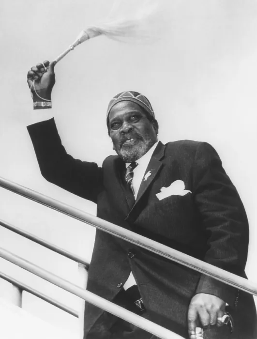 Framed Print : Jomo Kenyatta, President of Kenya, carried a fly-whisk, a mark of authority in Maasai society