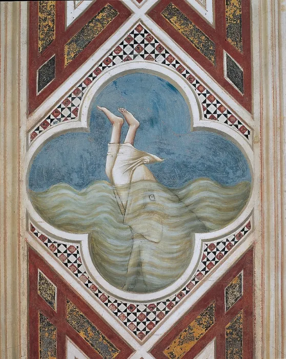 Framed Print : Jonah and the Whale (Jonah Swallowed by the Big Fish), by Giotto, 1300 - 1304, 14th Century, fresco, - Italy, Veneto, Padua, Scrovegni Chapel, decorative bandfascia. All