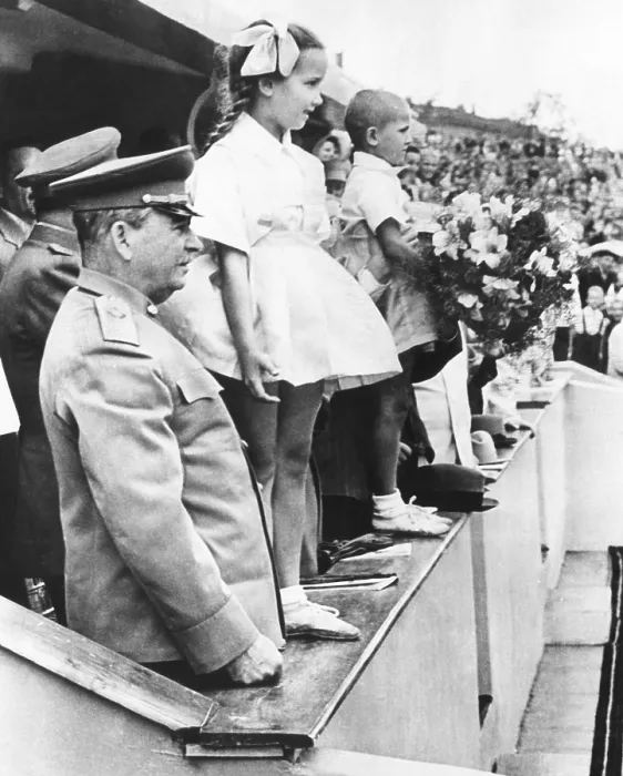 Framed Print : Josef Stalin in the reviewing stand for the All Moscow Physical Culture Parade. Moscow's Dynamo Stadium, July 20, 1947
