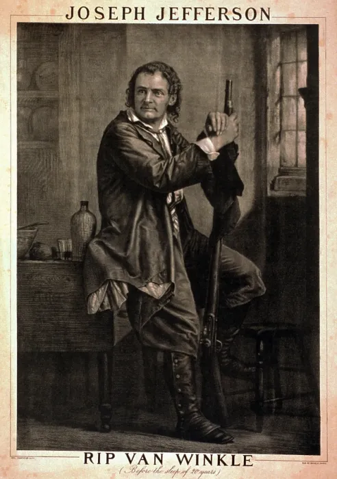 Framed Print : Joseph Jefferson (1829-1905), American actor, as Rip Van Winkle before the sleep of 20 years. 1895