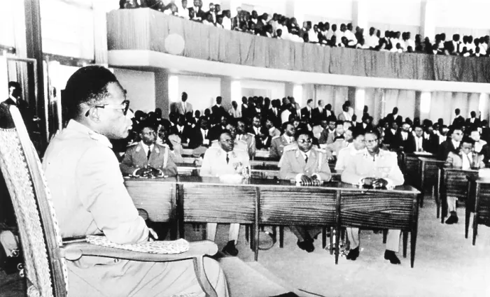 Framed Print : Joseph Mobutu meets the Parliament in Leopoldville (Kinshasa) on Nov. 30, 1965