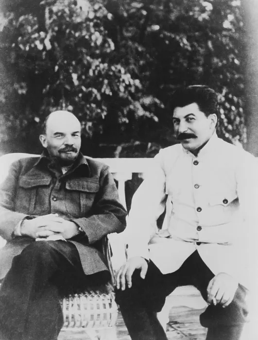 Framed Print : Joseph Stalin (1879-1953) and Vladimir Ilyich Lenin (1870-1924). Lenin was succeeded by Stalin, who consolidated dictatorial powers after Lenin's death