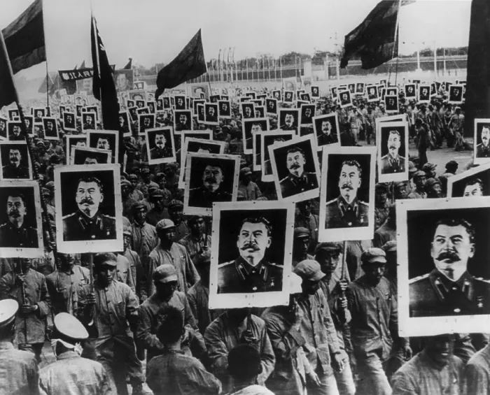 Framed Print : Joseph Stalin celebrated in Red China. Chinese demonstrators with portrait posters of Stalin on the first anniversary of the founding of the Chinese People's Republic, 1951 Framed Print : Joseph Stalin celebrated in Red China. Chinese demonstrators with portrait posters of Stalin on the first anniversary of the founding of the Chinese People's Republic, 1951