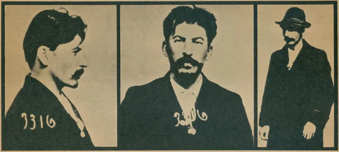 Framed Print : Joseph Stalin in Czarist police photographs, 1908. Stalin was involved in a 1907 Tiflis bank robbery, executed as fund raising for his radical political activity (BSLOC_2017_2_28) Framed Print : Joseph Stalin in Czarist police photographs, 1908. Stalin was involved in a 1907 Tiflis bank robbery, executed as fund raising for his radical political activity (BSLOC_2017_2_28)