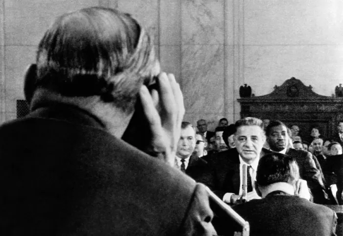 Framed Print : Joseph Valachi begins his testimony before the Senate Investigations Subcommittee