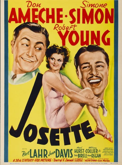 Framed Print : JOSETTE, from left: Robert Young, Simone Simon, Don Ameche on midget window card, 1938, TM and Copyright 20th Century Fox Film Corp Framed Print : JOSETTE, from left: Robert Young, Simone Simon, Don Ameche on midget window card, 1938, TM and Copyright 20th Century Fox Film Corp