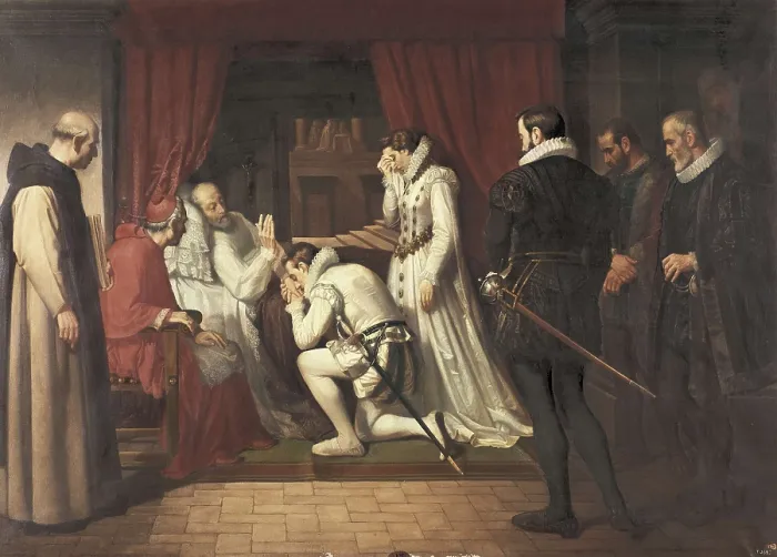 Framed Print : JOVER Y CASANOVA, Francisco (1836-1890). Last moments of Philip II. s.XIX. Oil on canvas. SPAIN. Madrid. Senate Palace. AISA / Everett Collection**US SALES ONLY** Framed Print : JOVER Y CASANOVA, Francisco (1836-1890). Last moments of Philip II. s.XIX. Oil on canvas. SPAIN. Madrid. Senate Palace. AISA / Everett Collection**US SALES ONLY**