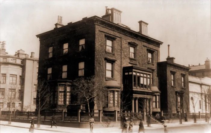 Framed Print : J.P. Morgan family brownstone mansion at 1882, at 231 Madison Avenue, New York City