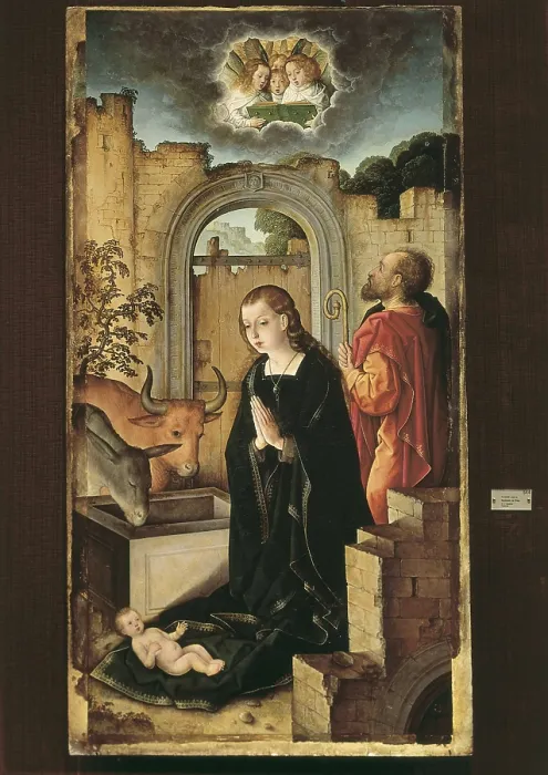Framed Print : Juan de Flandes ( -1519). Birth. 1506. SPAIN. Palencia. Cathedral. Flemish art. Oil on wood. AISA / Everett Collection**US SALES ONLY**