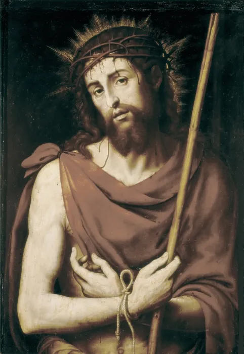 Framed Print : JUANES, Juan de (1523-1579). Ecce Homo. ca. 1565-1575. Renaissance art. Oil on wood. SPAIN. Valencia. San Pio V Fine Arts Museum. - P Framed Print : JUANES, Juan de (1523-1579). Ecce Homo. ca. 1565-1575. Renaissance art. Oil on wood. SPAIN. Valencia. San Pio V Fine Arts Museum. - P