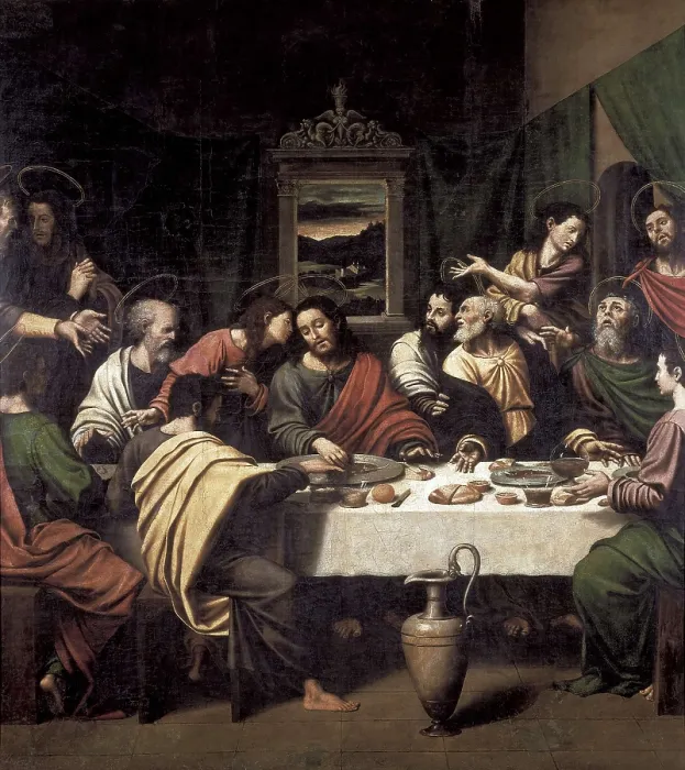 Framed Print : JUANES, Juan de (1523-1579). Last Supper. ca. 1545. Renaissance art. Oil on wood. SPAIN. Valencia. San Pio V Fine Arts Museum. AISA / Everett Collection**US SALES ONLY** Framed Print : JUANES, Juan de (1523-1579). Last Supper. ca. 1545. Renaissance art. Oil on wood. SPAIN. Valencia. San Pio V Fine Arts Museum. AISA / Everett Collection**US SALES ONLY**