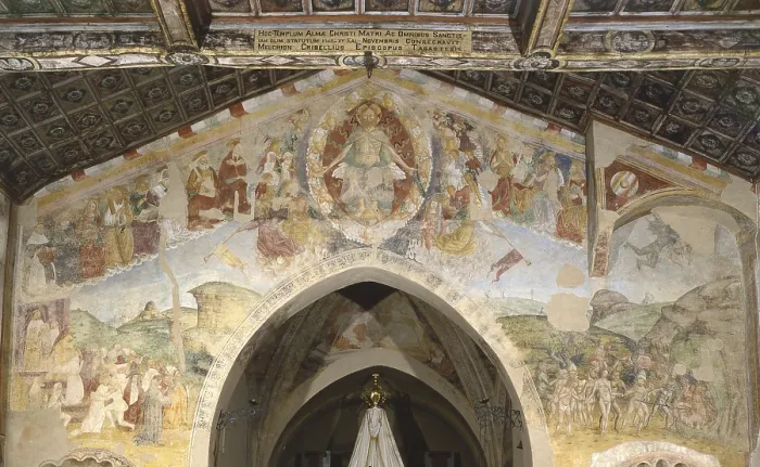 Framed Print : Last Judgment, by Unknown Artist, 15th Century, fresco - Italy, Lombardy, Brunello, Church of Announced Saint Mary. Whole artwork view