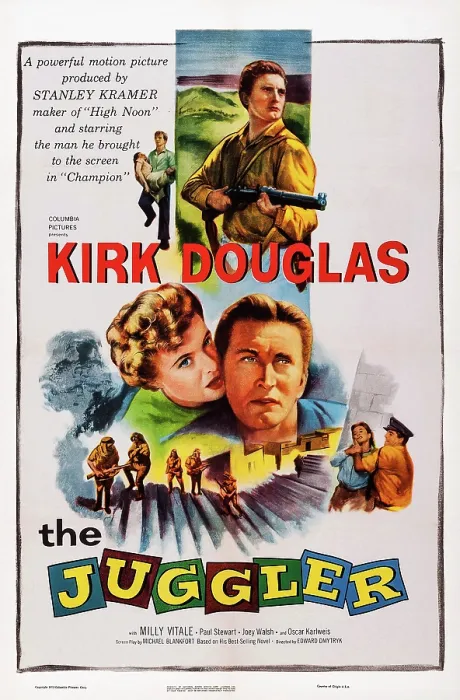 Framed Print : THE JUGGLER, US poster art, top: Kirk Douglas; center: Milly Vitale, Kirk Douglas, 1953 Framed Print : THE JUGGLER, US poster art, top: Kirk Douglas; center: Milly Vitale, Kirk Douglas, 1953