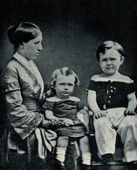 Framed Print : Julia Dent Grant with her first two children, Frederick Dent Grant, and Ulysses S. Grant, Jr. around 1854