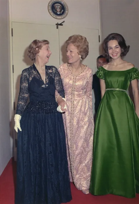 Framed Print : Julie Nixon Eisenhower with her Grandmother-in-law former First Lady Mamie Eisenhower and her mother First Lady Pat Nixon. Ca. 1970