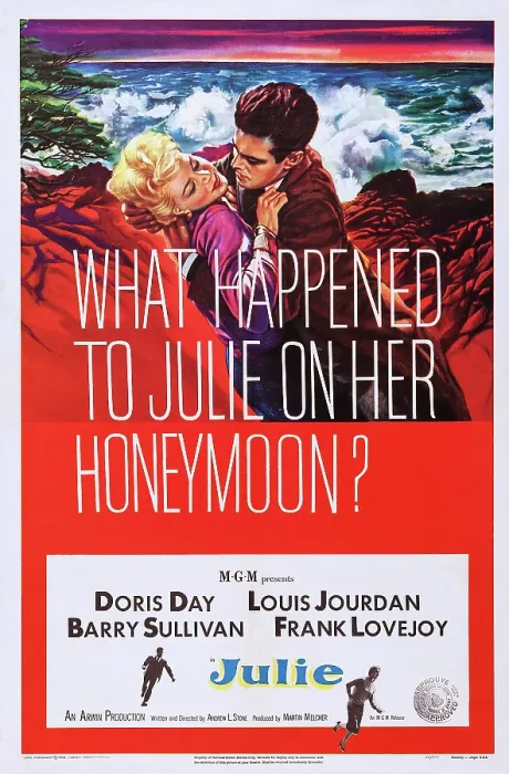 Framed Print : JULIE, US poster art, from left: Doris Day, Louis Jourdan, 1956 Framed Print : JULIE, US poster art, from left: Doris Day, Louis Jourdan, 1956