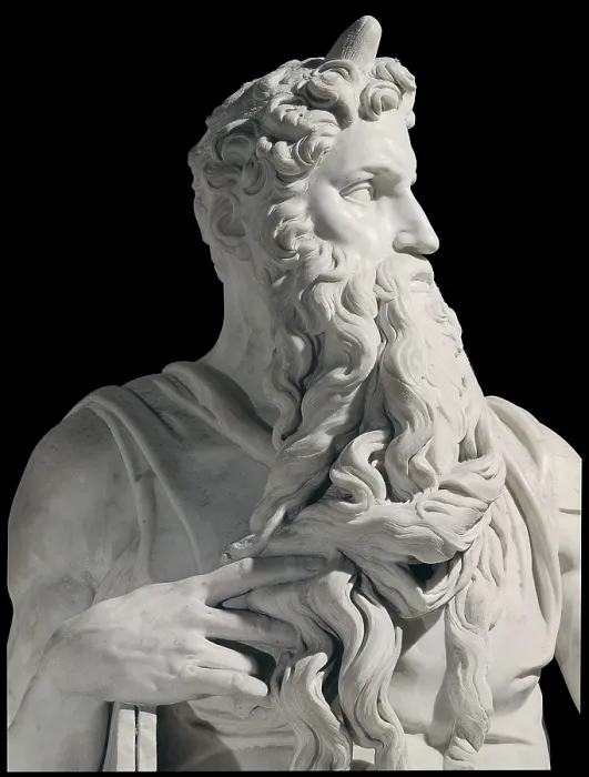 Framed Print : Julius the 2nd Grave, Moses, by Michelangelo Buonarroti, 1513, 16th Century, marble sculpture - Italy, Lazio, Rome, Church of Saint Peter in Vincoli. Detail