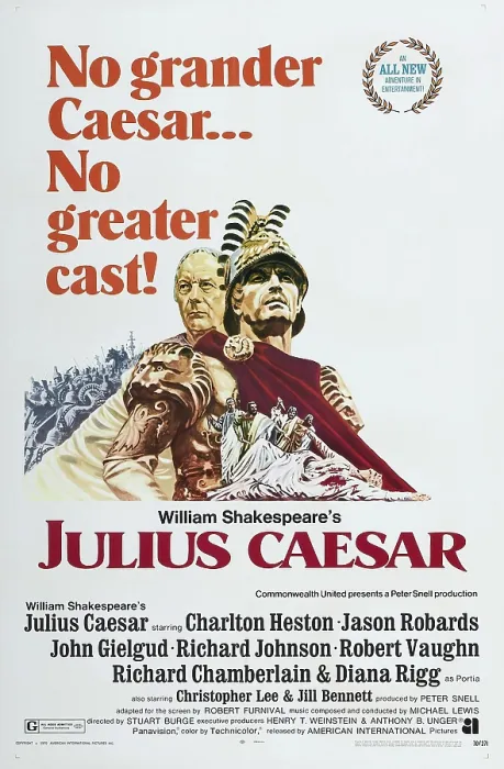 Framed Print : JULIUS CAESAR, US poster, from left: John Gielgud, Charlton Heston, 1970 Framed Print : JULIUS CAESAR, US poster, from left: John Gielgud, Charlton Heston, 1970