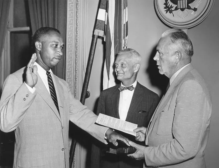 Framed Print : In July of 1955, Frederic Morrow became the first African American Presidential aide in history