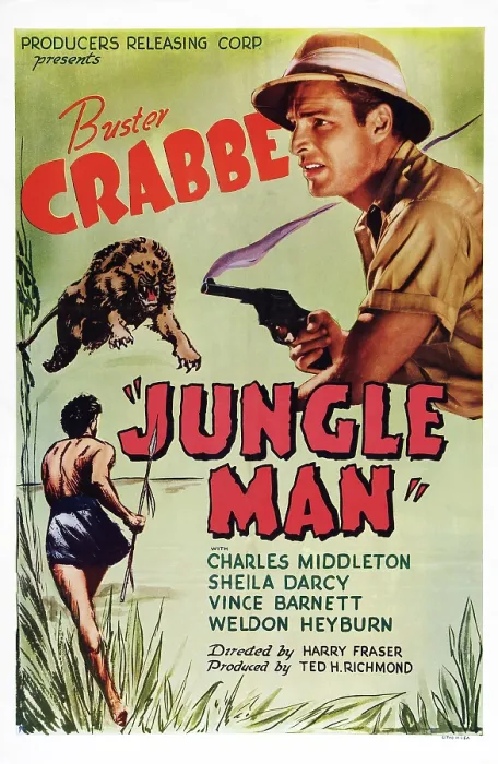 Framed Print : JUNGLE MAN, US poster art, Buster Crabbe, 1941 Framed Print : JUNGLE MAN, US poster art, Buster Crabbe, 1941