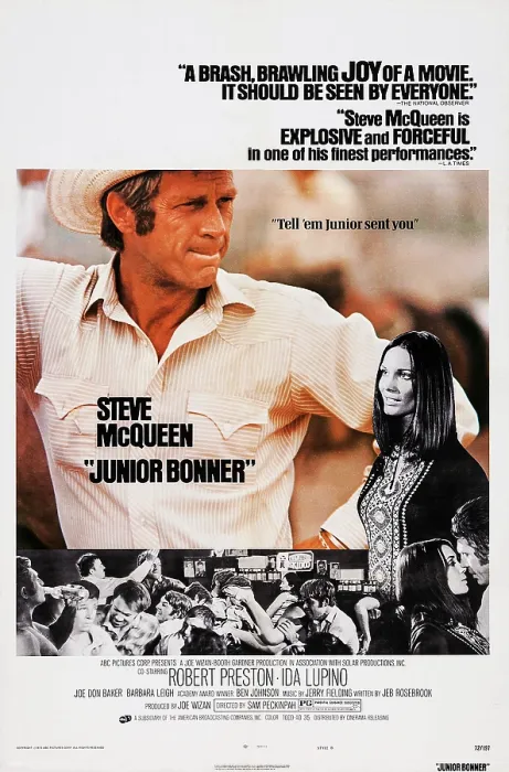Framed Print : JUNIOR BONNER, US poster art, from left: Steve McQueen, Barbara Leigh, 1972