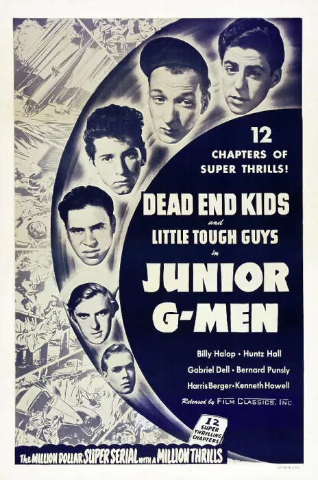 Framed Print : JUNIOR G-MEN, US poster art, from top: Billy Halop, Huntz Hall, Gabriel Dell, Bernard Punsley, Harris Berger, Kenneth Howell, 1940