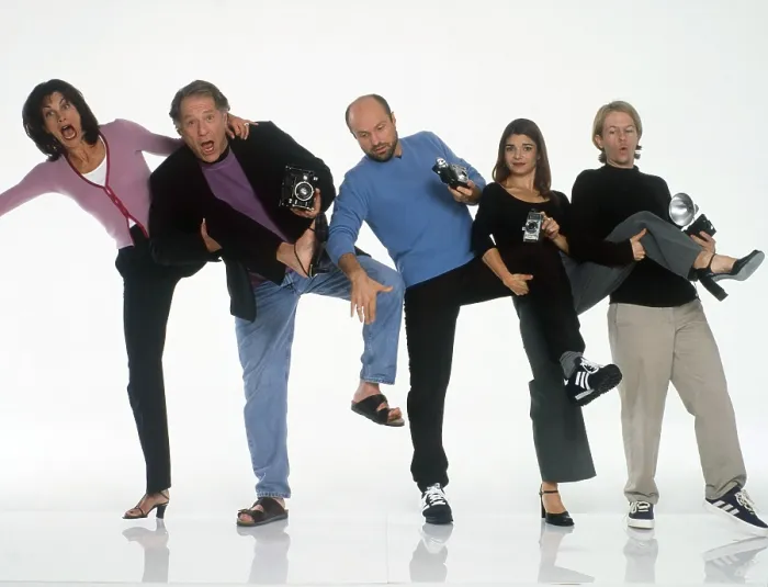 Framed Print : JUST SHOOT ME, from left: Wendie Malick, George Segal, Enrico Colantoni, Laura San Giacomo, David Spade, (1999), 1997-2003 Framed Print : JUST SHOOT ME, from left: Wendie Malick, George Segal, Enrico Colantoni, Laura San Giacomo, David Spade, (1999), 1997-2003