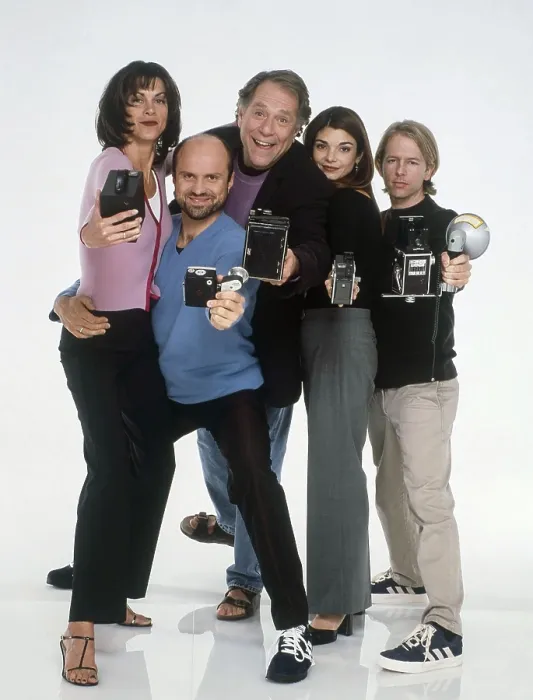 Framed Print : JUST SHOOT ME, from left: Wendie Malick, Enrico Colantoni, George Segal, Laura San Giacomo, David Spade, (1999), 1997-2003 Framed Print : JUST SHOOT ME, from left: Wendie Malick, Enrico Colantoni, George Segal, Laura San Giacomo, David Spade, (1999), 1997-2003
