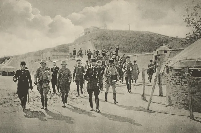 Framed Print : Kaiser Wilhelm II visiting the Dardanelles fortifications in 1915. Kaiser, 2nd from left, walks with generals of his Turkish allies. (BSLOC_2012_4_17) Framed Print : Kaiser Wilhelm II visiting the Dardanelles fortifications in 1915. Kaiser, 2nd from left, walks with generals of his Turkish allies. (BSLOC_2012_4_17)