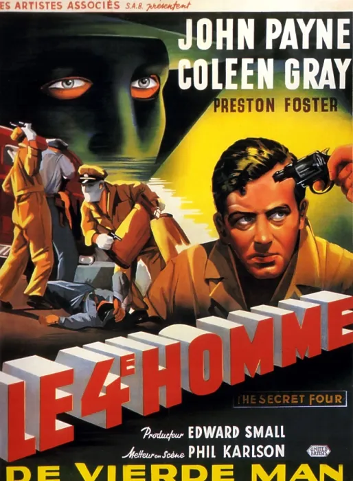 Framed Print : KANSAS CITY CONFIDENTIAL, (aka THE SECRET FOUR, aka LE 4 E HOMME), John Payne on Belgian poster art, 1952