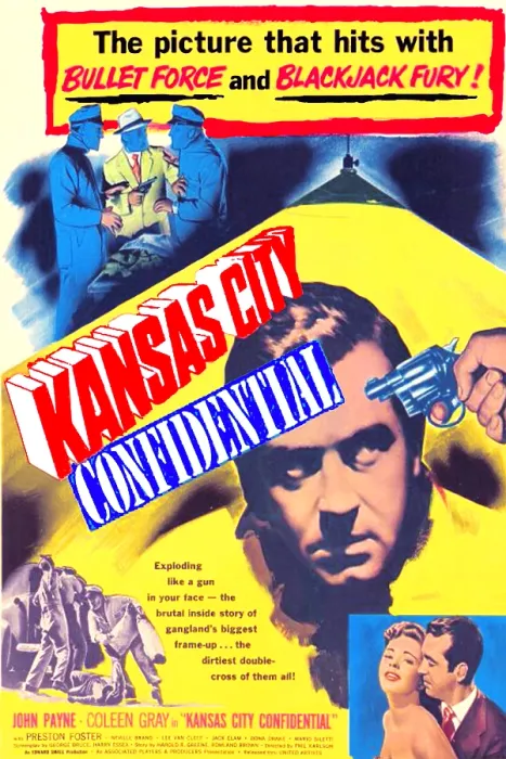 Framed Print : KANSAS CITY CONFIDENTIAL, center: John Payne; bottom right: Coleen Gray, John Payne, 1952