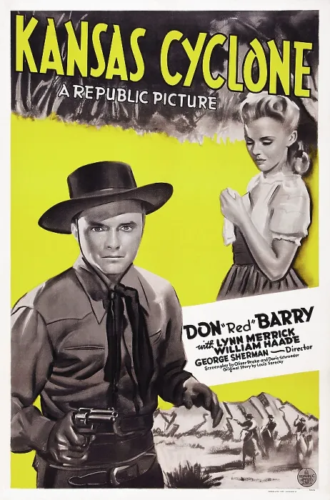 Framed Print : KANSAS CYCLONE, US poster art, from left: Don Red Barry, Lynn Merrick, 1941