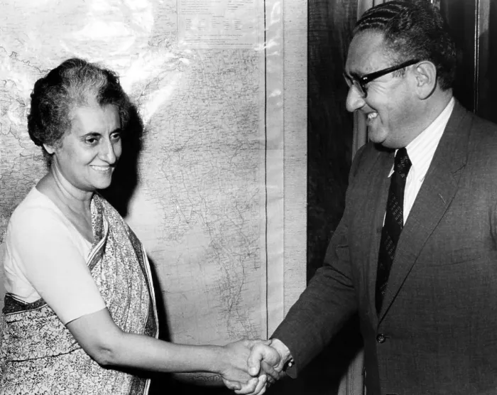 Framed Print : Kasturba Makhanji (Mahatma Gandhi's wife), and Henry Kissinger, India, July, 1971.. Courtesy: CSU Archives  /  Everett Collection