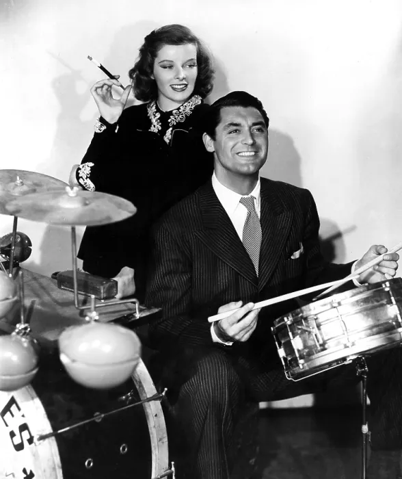 Framed Print : Katharine Hepburn and Cary Grant in a publicity photo from HOLIDAY, 1938