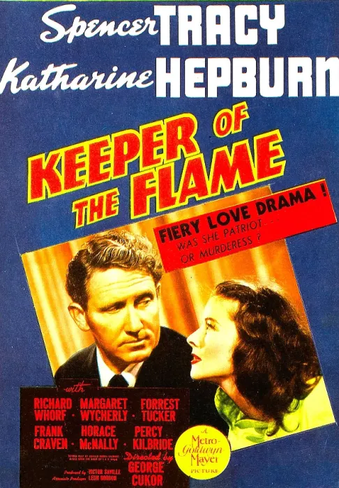 Framed Print : KEEPER OF THE FLAME, from left: Spencer Tracy, Katharine Hepburn on midget window card, 1942