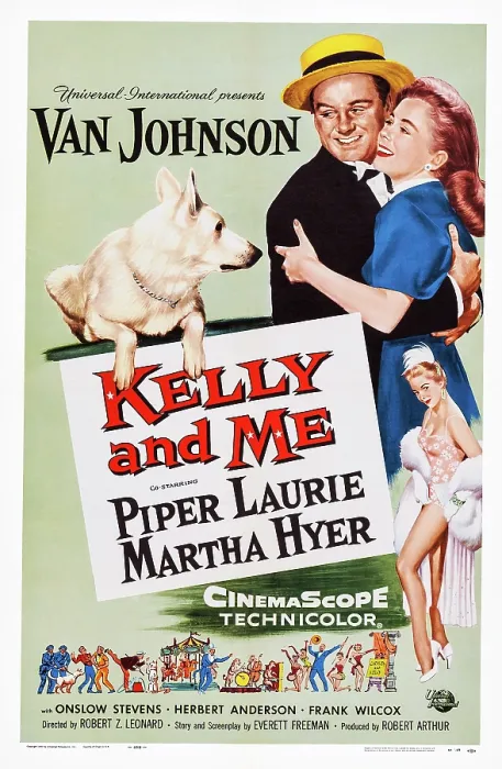 Framed Print : KELLY AND ME, l-r: Van Johnson, Piper Laurie, lower right: Martha Hyer on poster art, 1957